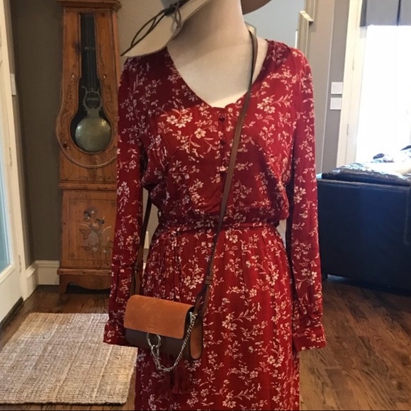 1 left(L) Boho Fully Lined Long Sleeve Floral Maxi - Picture 6 of 6